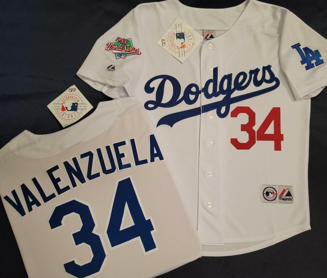 Majestic Los Angeles Dodgers FERNANDO VALENZUELA 1988 World Series Baseball Jersey WHITE