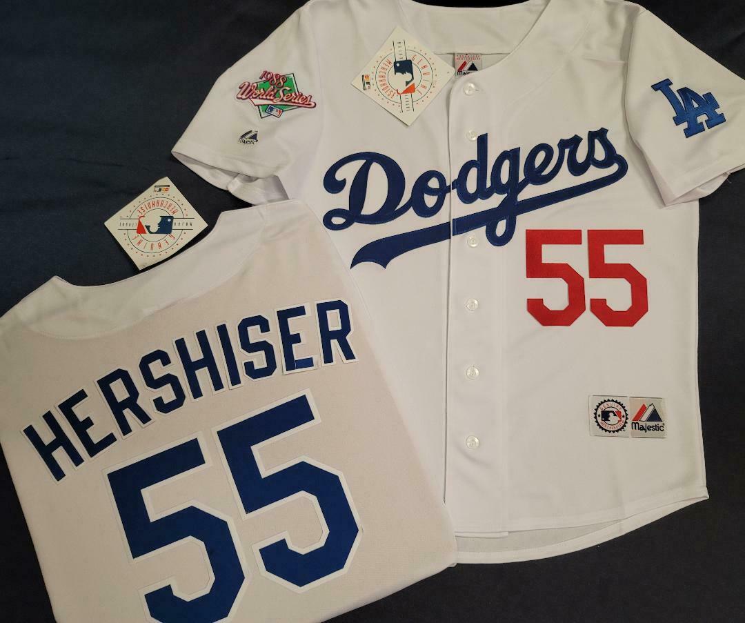 Majestic Los Angeles Dodgers OREL HERSHISER 1988 World Series Baseball Jersey WHITE