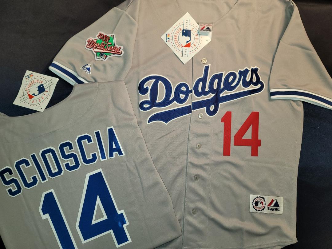 Majestic Los Angeles Dodgers MIKE SCIOSCIA 1988 World Series Baseball Jersey GRAY