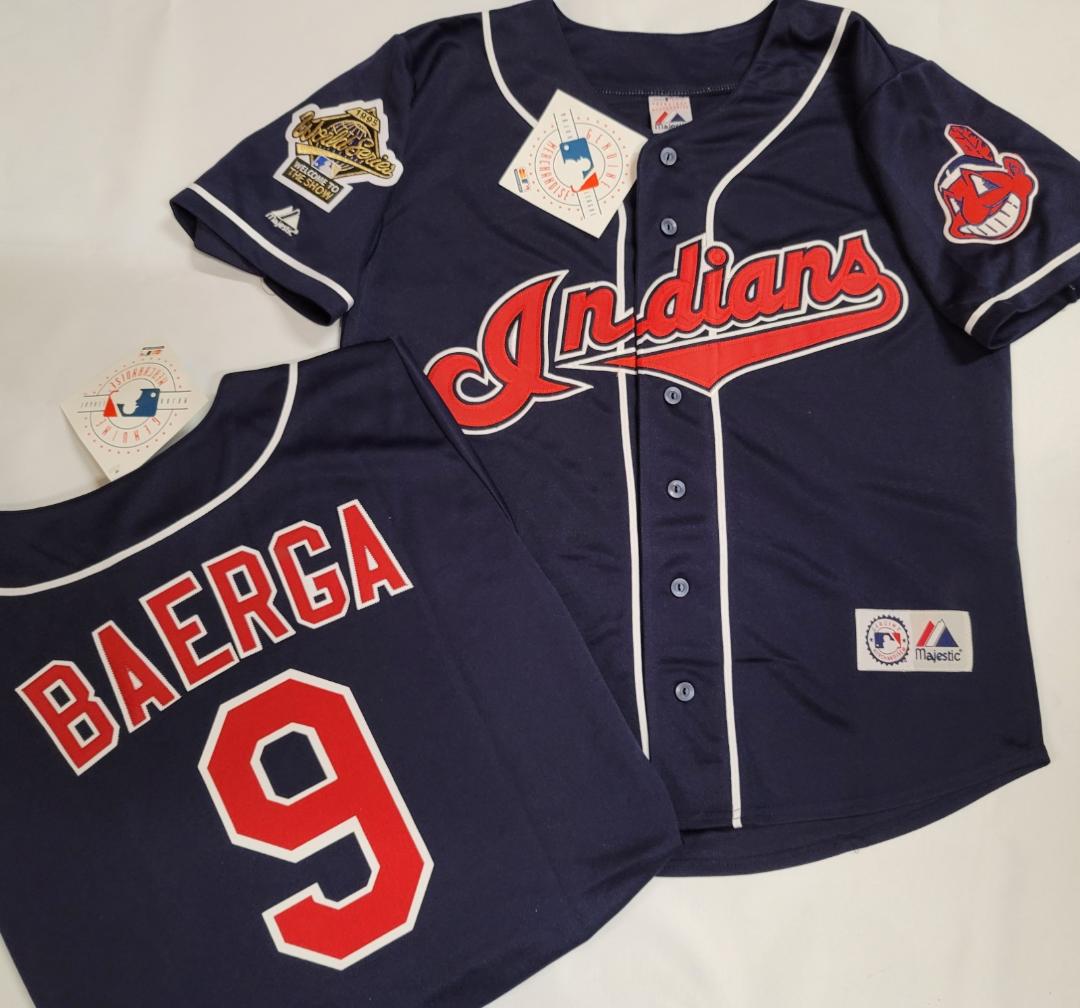 Majestic Cleveland Indians CARLOS BAERGA 1995 World Series Baseball Jersey BLUE