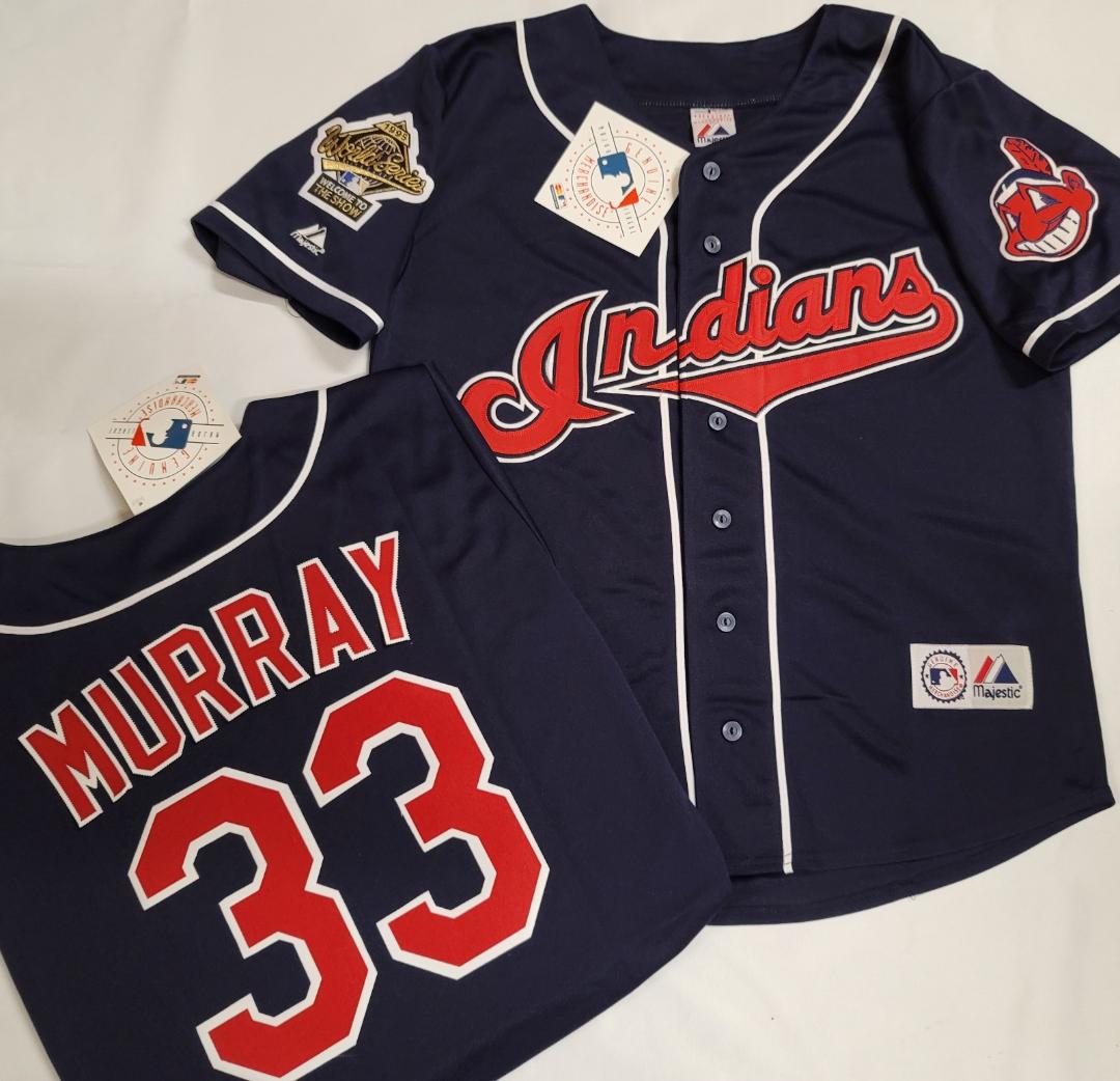 Majestic Cleveland Indians EDDIE MURRAY 1995 World Series Baseball Jersey BLUE