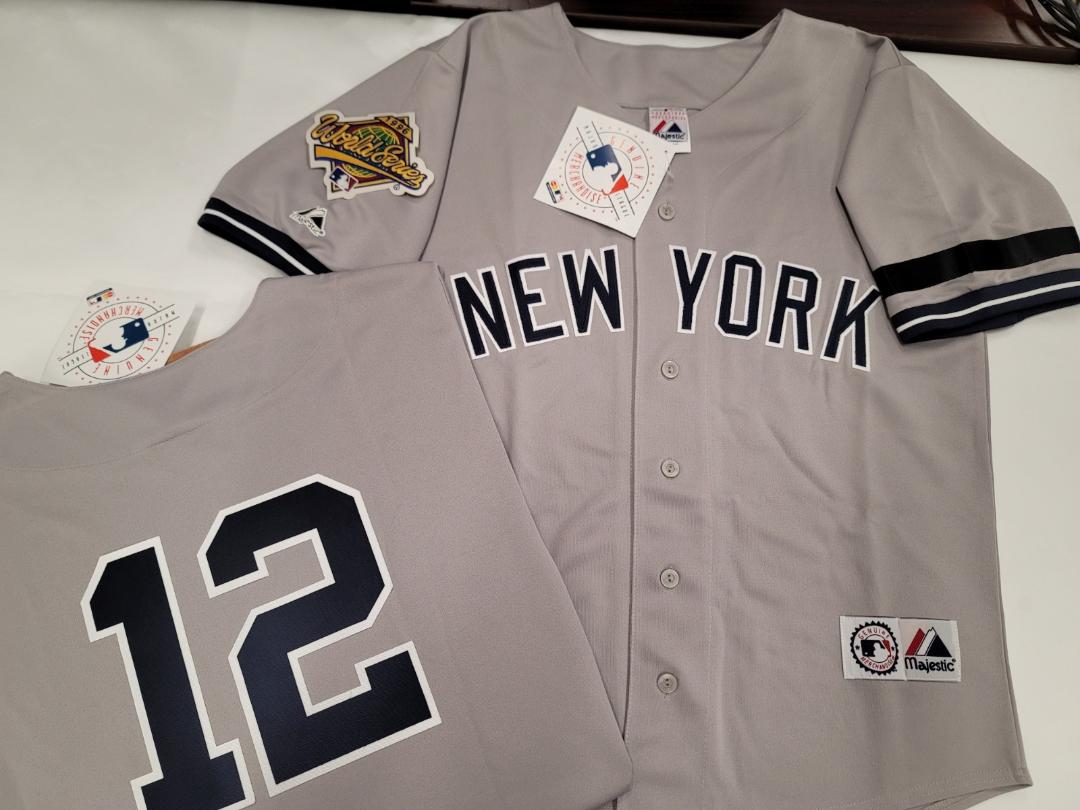 Majestic New York Yankees WADE BOGGS 1996 World Series Baseball Jersey GREY (Mel Stottlemyre)