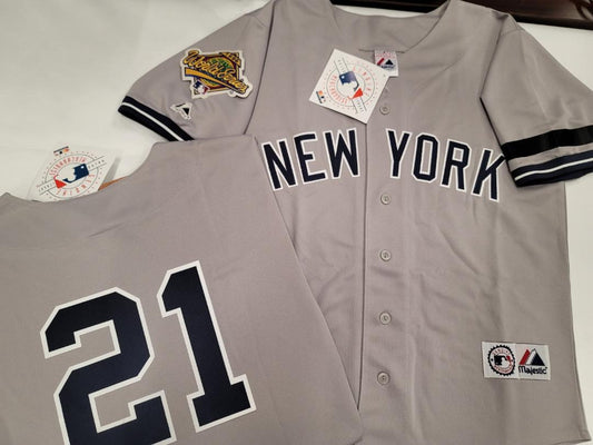 Majestic New York Yankees PAUL O'NEILL 1996 World Series Baseball Jersey GREY (Mel Stottlemyre)