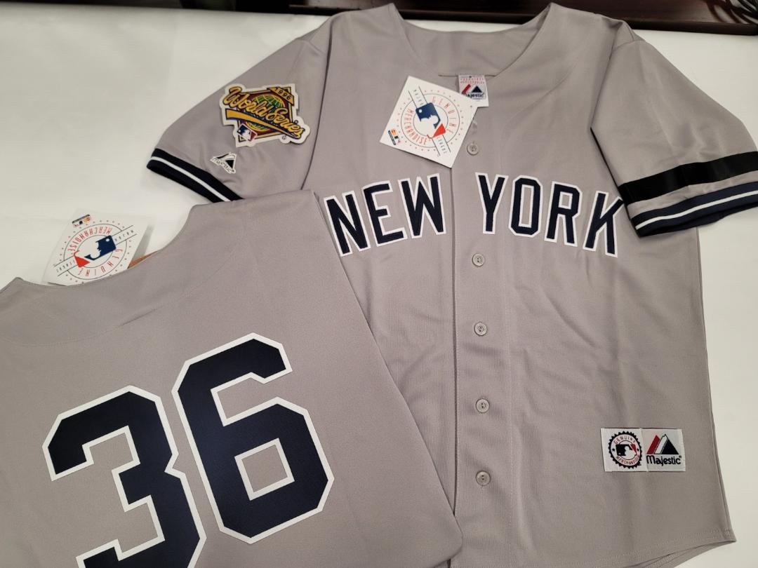 Majestic New York Yankees DAVID CONE 1996 World Series Baseball Jersey GREY (Mel Stottlemyre)