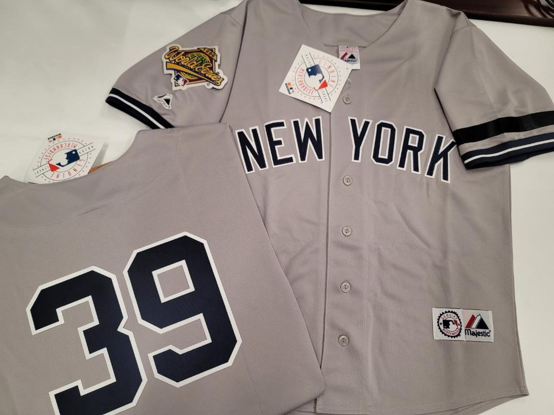 Majestic New York Yankees DARRYL STRAWBERRY 1996 World Series Baseball Jersey GREY (Mel Stottlemyre)