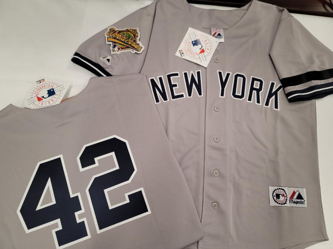 Majestic New York Yankees MARIANO RIVERA 1996 World Series Baseball Jersey GREY (Mel Stottlemyre)