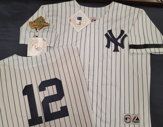 Majestic New York Yankees WADE BOGGS 1996 World Series Baseball JERSEY White P/S (Mel Stottlemyre)