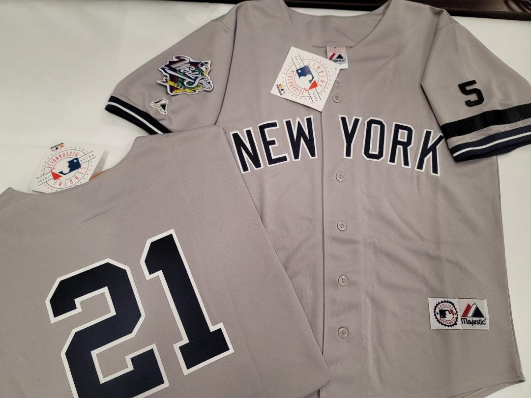 Majestic New York Yankees PAUL O'NEILL 1999 World Series Baseball Jersey GRAY (#5 Joe DiMaggio)