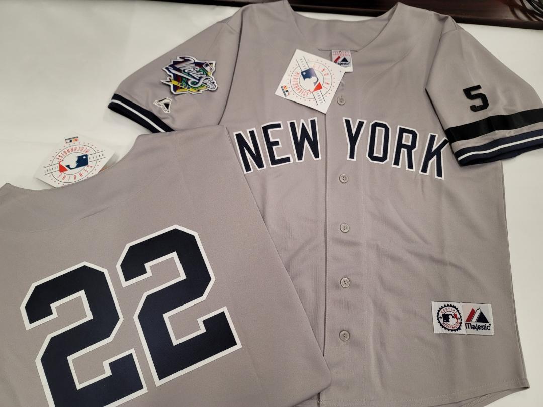 Majestic New York Yankees ROGER CLEMENS 1999 World Series Baseball Jersey GRAY (#5 Joe DiMaggio)