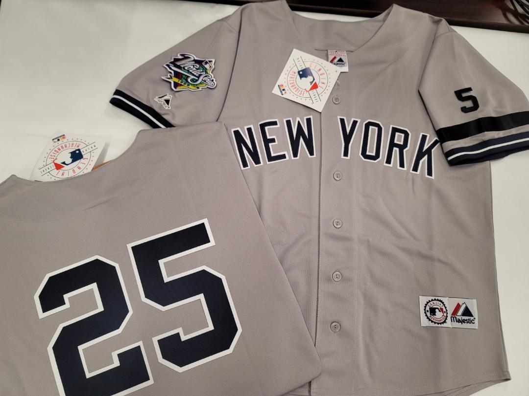 Majestic New York Yankees JOE GIRARDI 1999 World Series Baseball Jersey GRAY (#5 Joe DiMaggio)