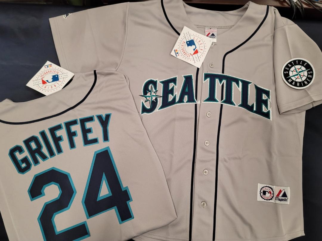 Majestic Seattle Mariners KEN GRIFFEY JR Sewn Baseball JERSEY GRAY –