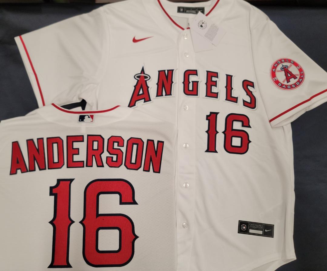 Nike Los Angeles Angels GARRET ANDERSON Sewn Baseball Jersey WHITE –