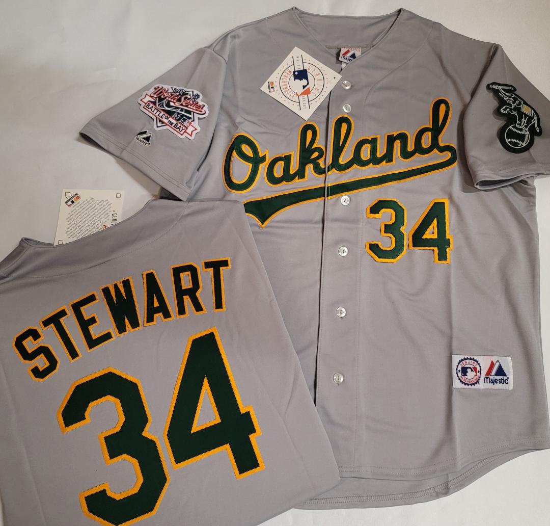 Majestic Oakland A's DAVE STEWART 1989 World Series Baseball Jersey GRAY