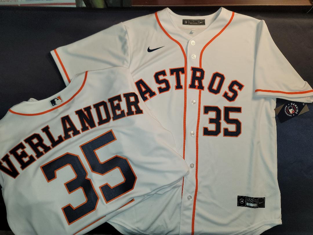 Mens NIKE Houston Astros JUSTIN VERLANDER Baseball Jersey WHITE
