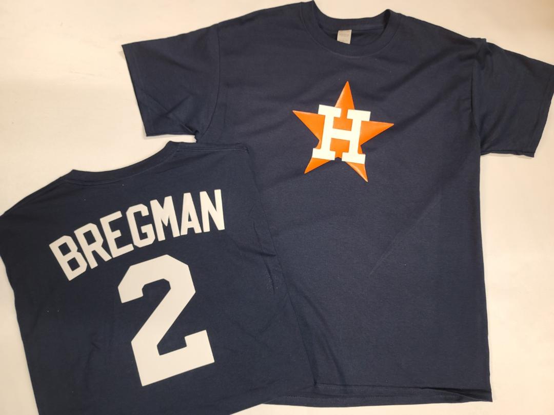 Women's Houston Astros Alex Bregman Majestic Navy Official Name & Number  V-Neck T-Shirt