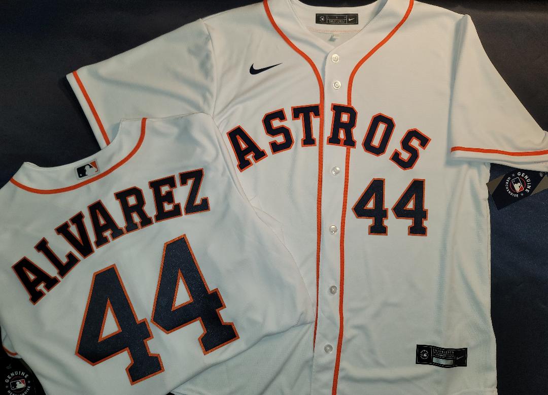 Mens NIKE Houston Astros YORDAN ALVAREZ Baseball Jersey WHITE –