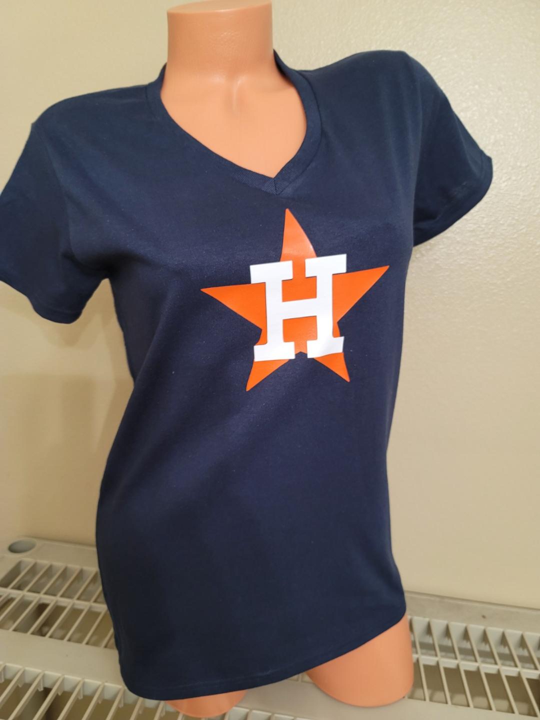 Womens MLB Team Apparel HOUSTON ASTROS V-Neck Baseball Shirt NAVY –