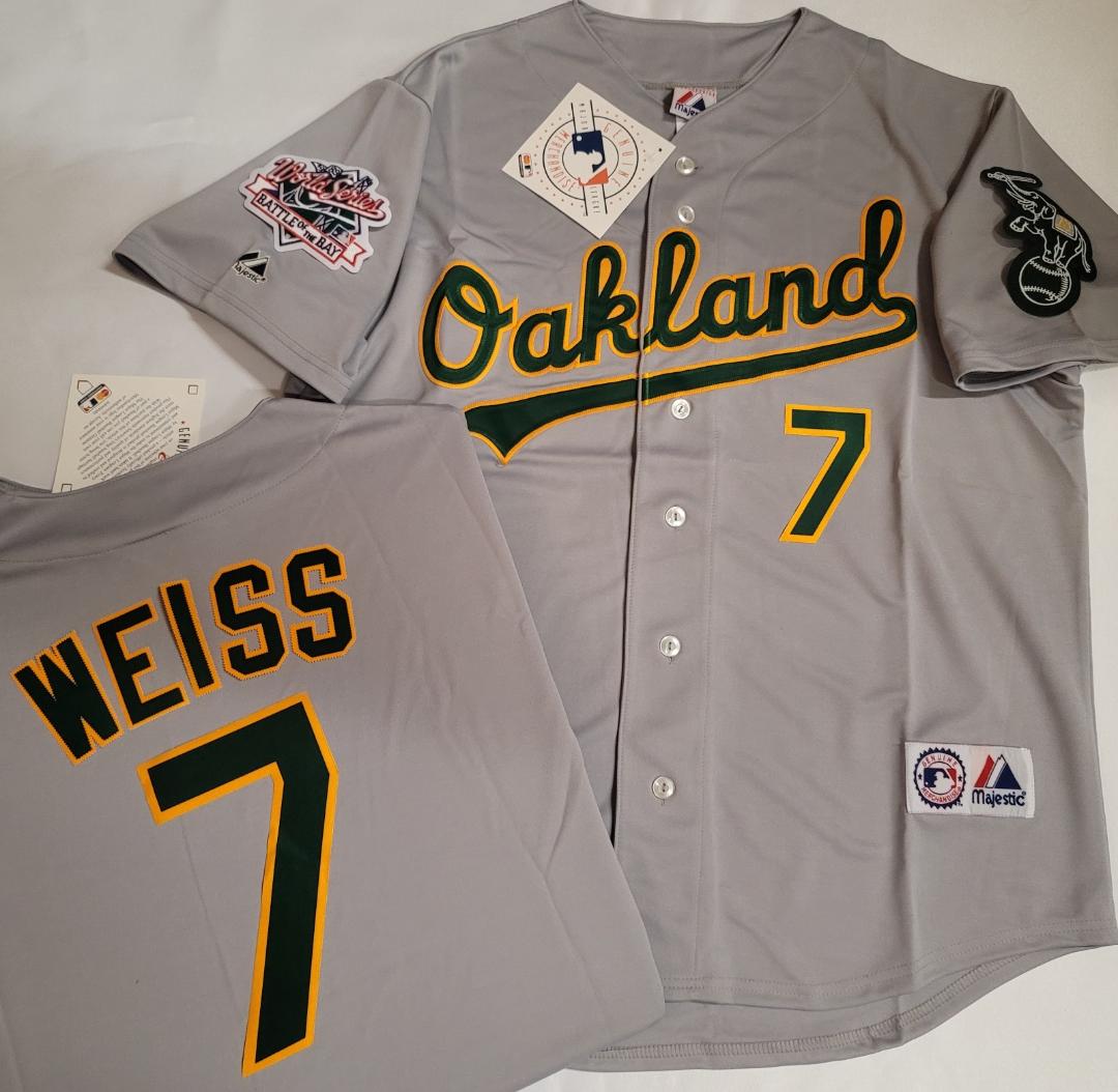 Majestic Oakland A's WALT WEISS 1989 World Series Baseball Jersey GRAY