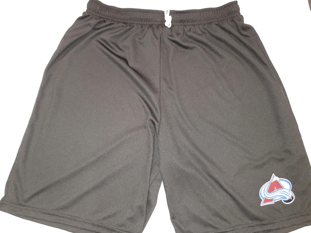 Mens NHL Team Apparel COLORADO AVALANCHE Moisture Wick Dri Fit SHORTS W/POCKETS Embroidered Logo BLACK
