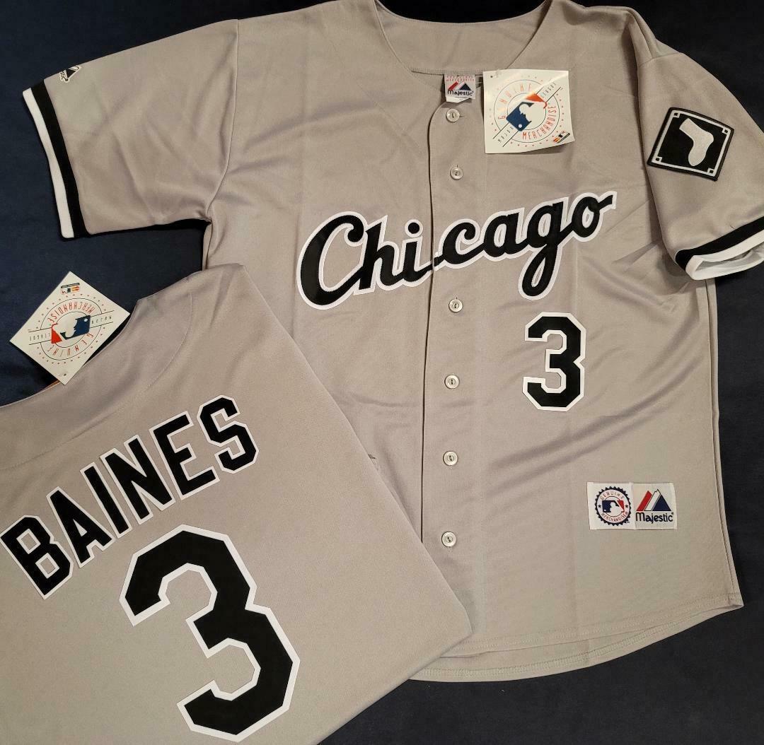 Majestic Chicago White Sox HAROLD BAINES Baseball Jersey GRAY