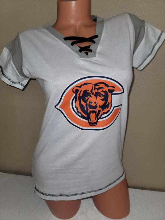 Womens Ladies NFL Team Apparel CHICAGO BEARS "Laces" Football Jersey SHIRT White