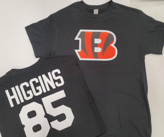 Mens NFL Team Apparel Cincinnati Bengals TEE HIGGINS Football Jersey Shirt BLACK
