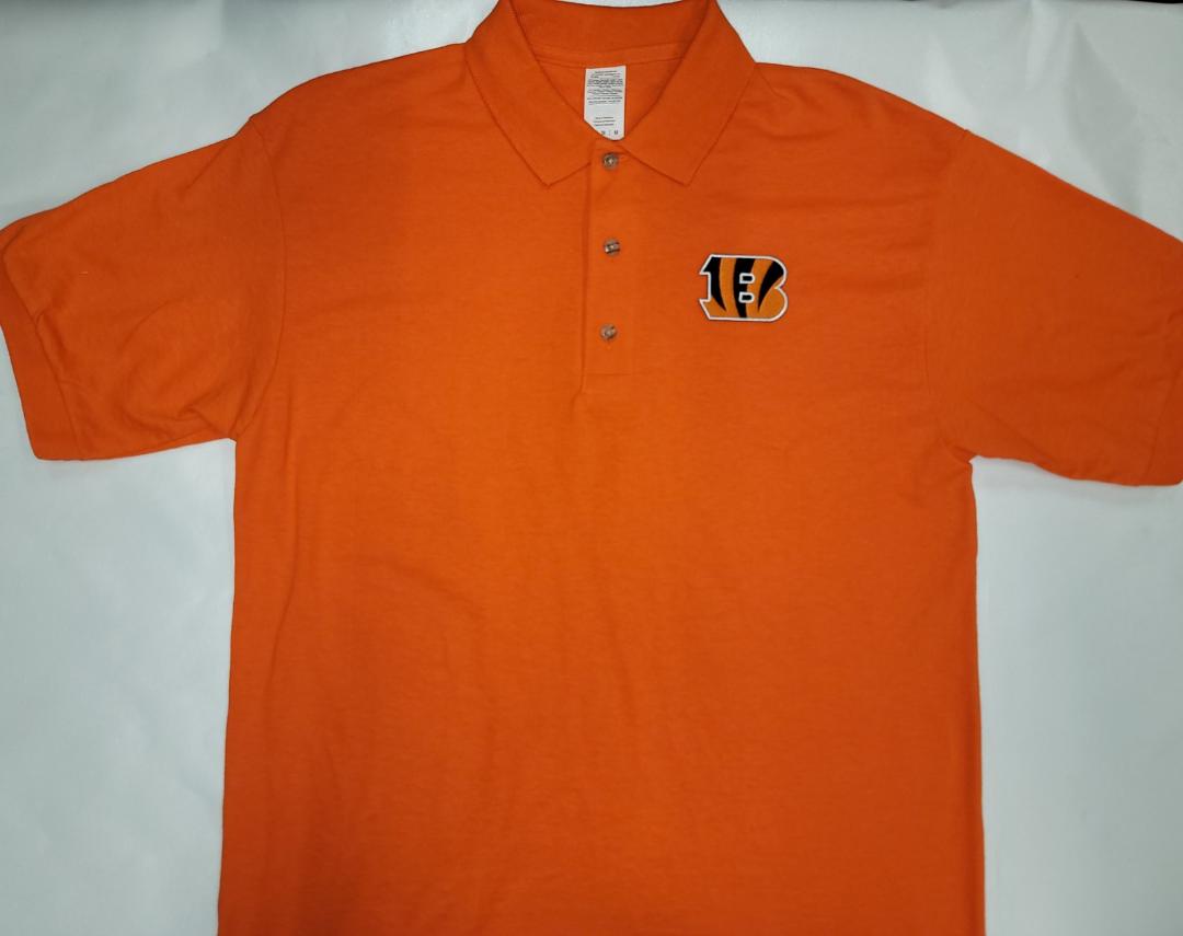 Mens NFL Team Apparel CINCINNATI BENGALS Football Polo Golf Shirt ORANGE