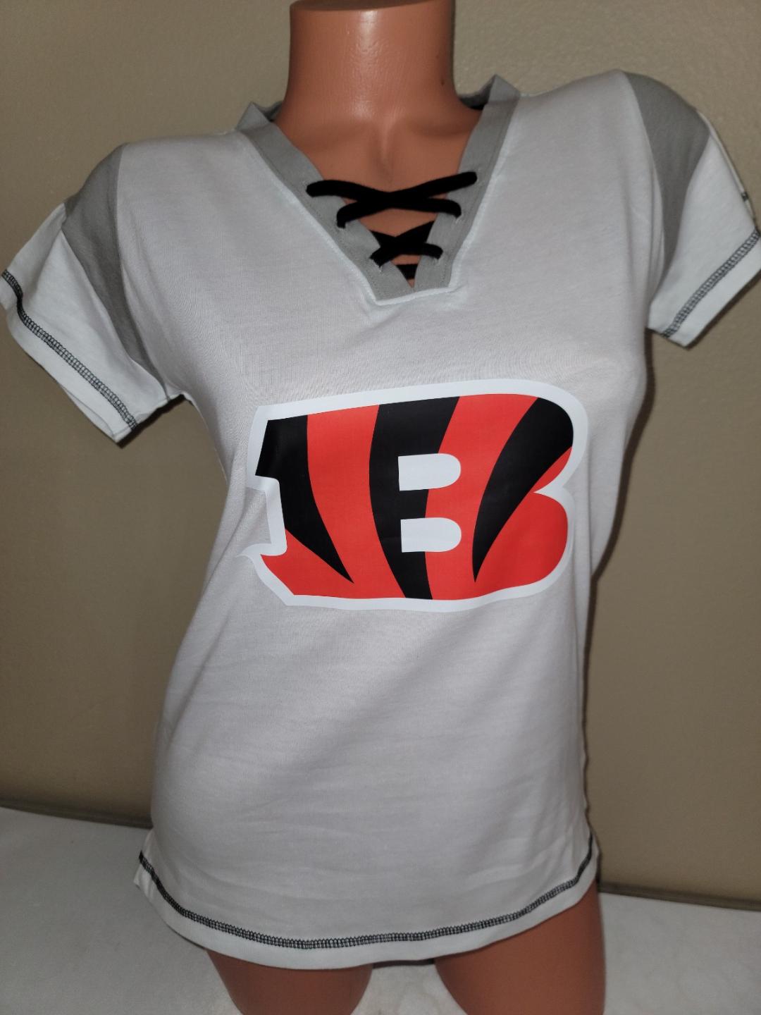 Womens Ladies NFL Team Apparel CINCINNATI BENGALS "Laces" Football Jersey SHIRT White