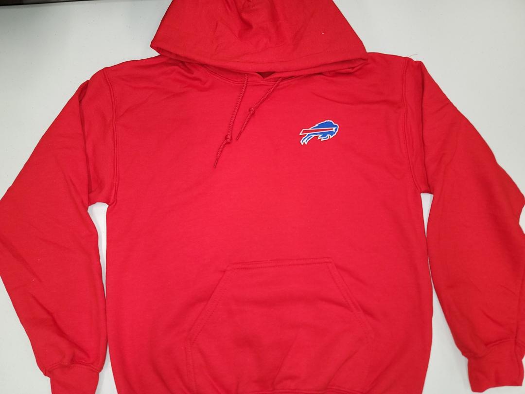 Mens BUFFALO BILLS Pullover Hooded Hoodie SWEATSHIRT RED All Sizes