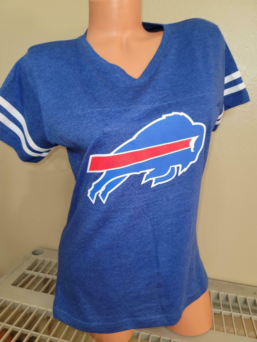 Womens Ladies NFL Team Apparel BUFFALO BILLS "Stripes" Football Jersey SHIRT Blue