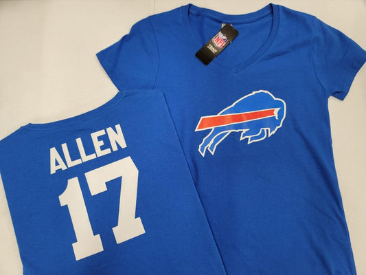 NFL Team Apparel Womens Buffalo Bills JOSH ALLEN V-Neck Football Shirt ROYAL