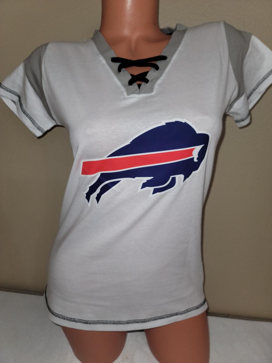 Womens Ladies NFL Team Apparel BUFFALO BILLS "Laces" Football Jersey SHIRT White