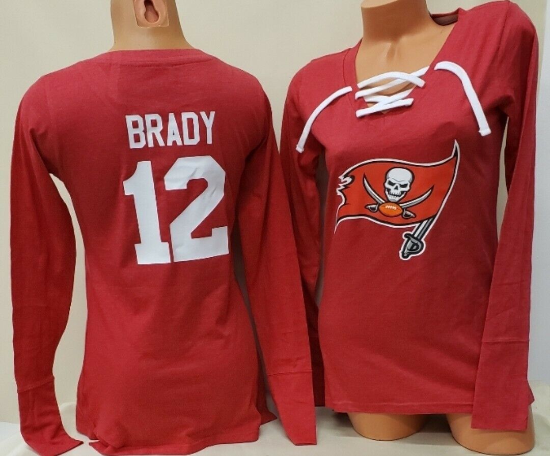 Womens Tampa Bay Buccaneers TOM BRADY Football Long Sleeve SHIRT Red