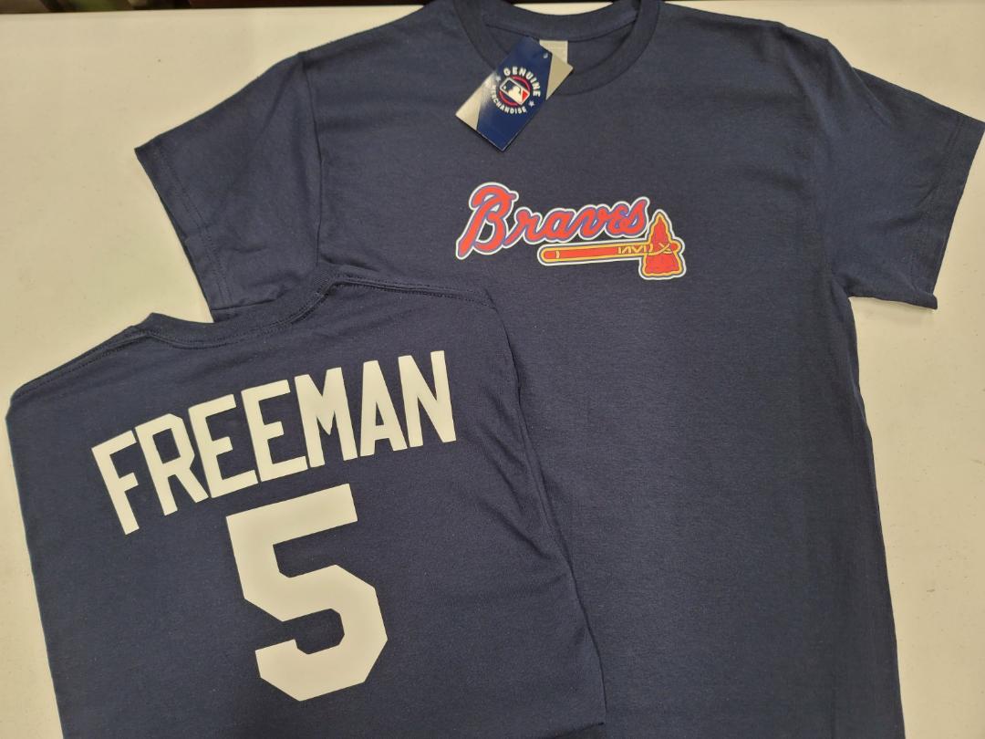Mens MLB Team Apparel Atlanta Braves FREDDIE FREEMAN Baseball Shirt NAVY