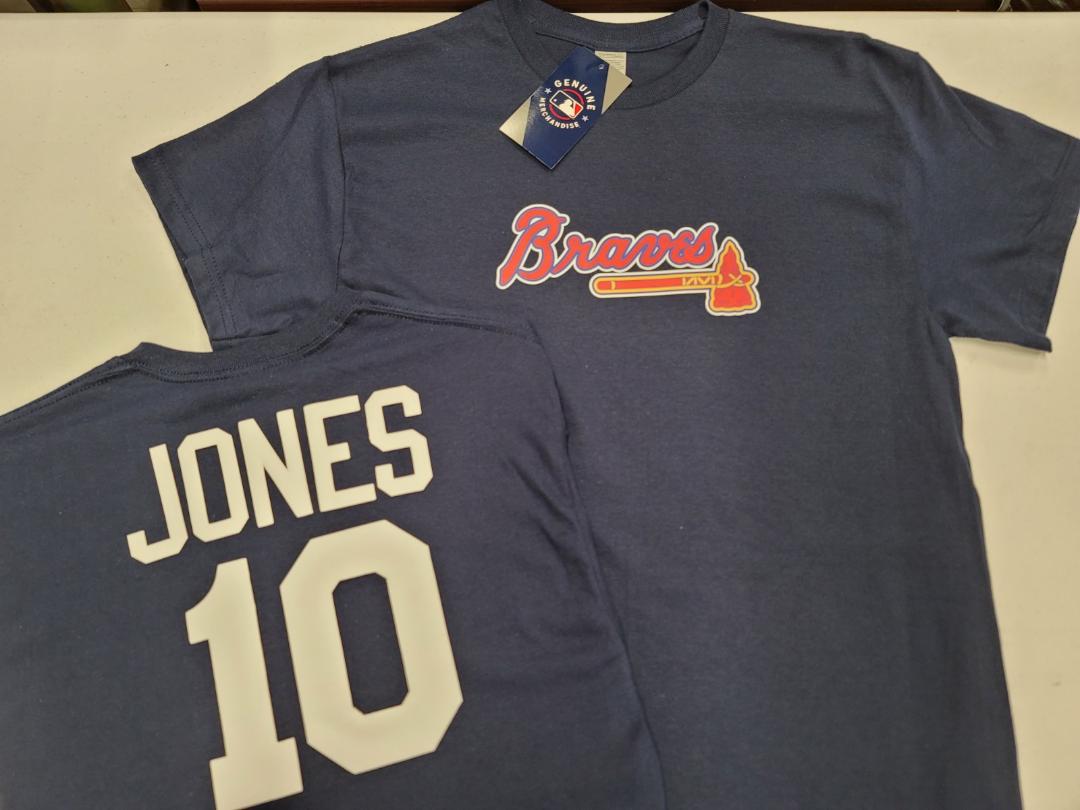 Mens MLB Team Apparel Atlanta Braves CHIPPER JONES Baseball Shirt NAVY