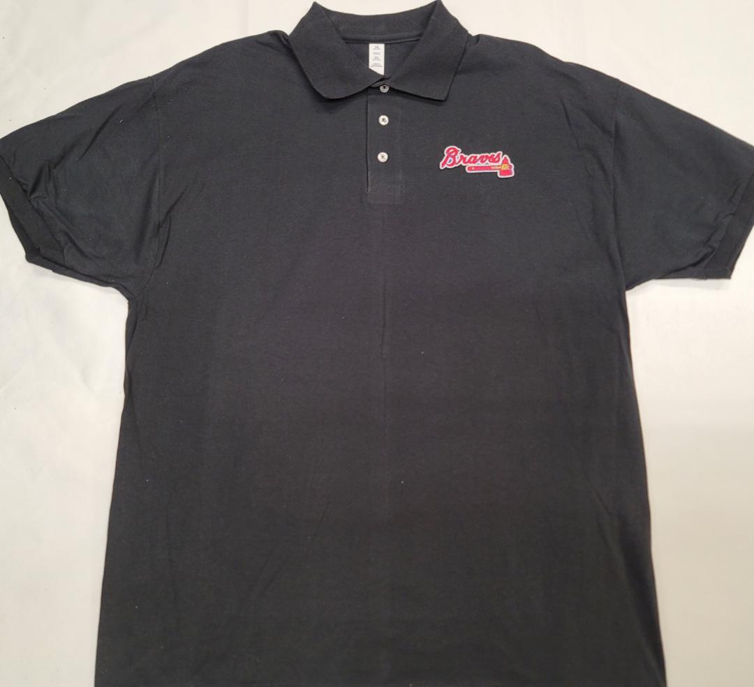 Mens MLB Team Apparel ATLANTA BRAVES Baseball Polo Golf Shirt BLACK