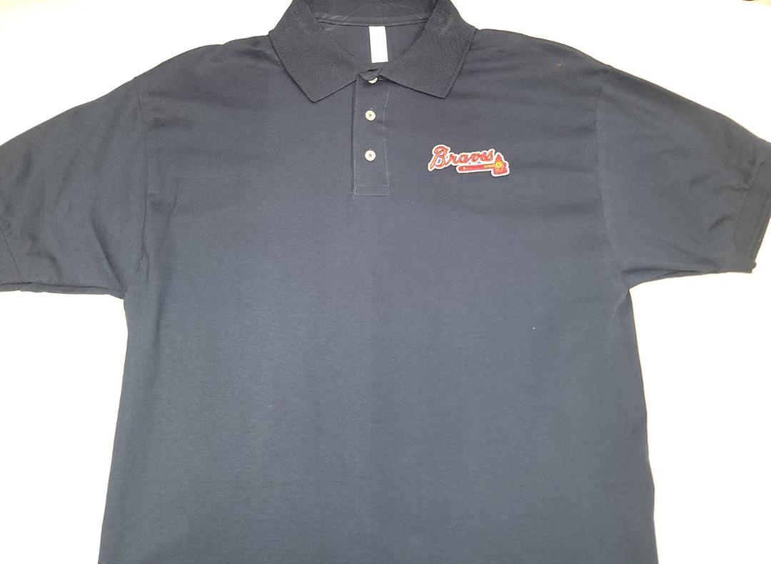 Mens MLB Team Apparel ATLANTA BRAVES Baseball Polo Golf Shirt NAVY