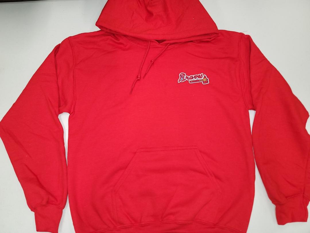 Mens ATLANTA BRAVES Pullover Hooded Hoodie SWEATSHIRT RED All Sizes