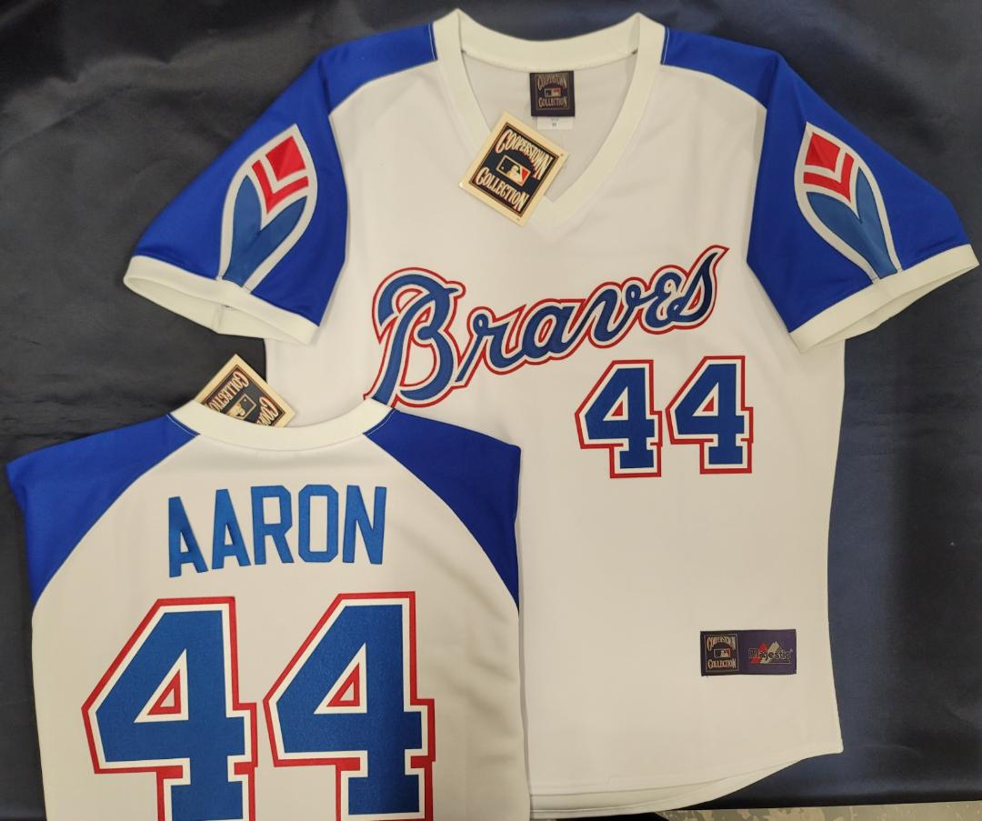 Top-selling Item] Atlanta Braves Hank Aaron 44 Cooperstown White Throwback  Home 3D Unisex Jersey