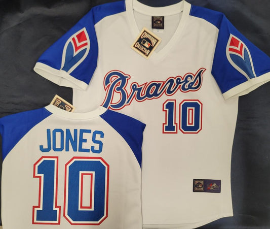 Cooperstown Collection Atlanta Braves CHIPPER JONES Throwback Baseball Jersey WHITE