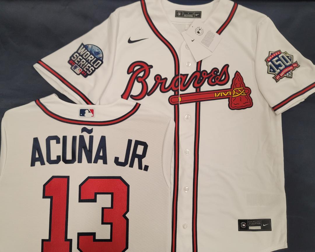 Mens MLB Team Apparel Atlanta Braves MARCELL OZUNA Baseball Shirt NAVY