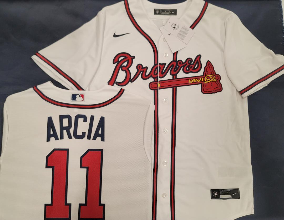 Nike Atlanta Braves ORLANDO ARCIA Sewn Baseball Jersey WHITE