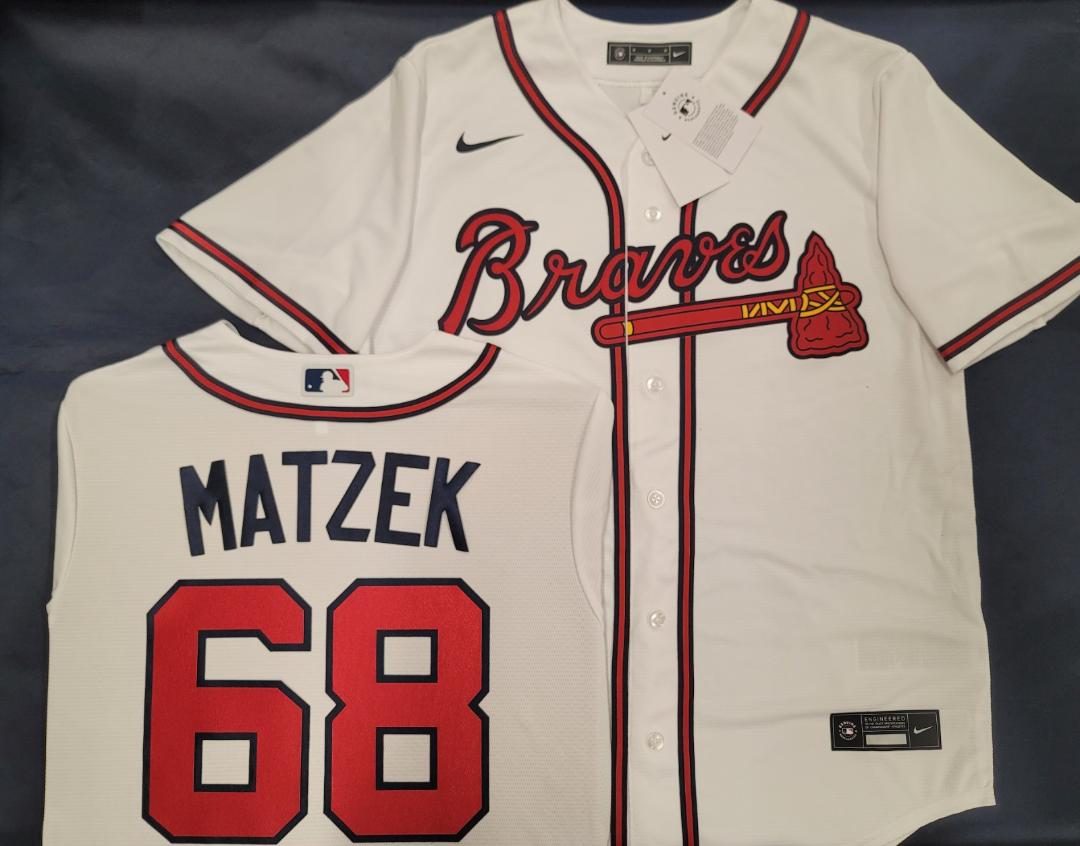 Nike Atlanta Braves TYLER MATZEK Sewn Baseball Jersey WHITE