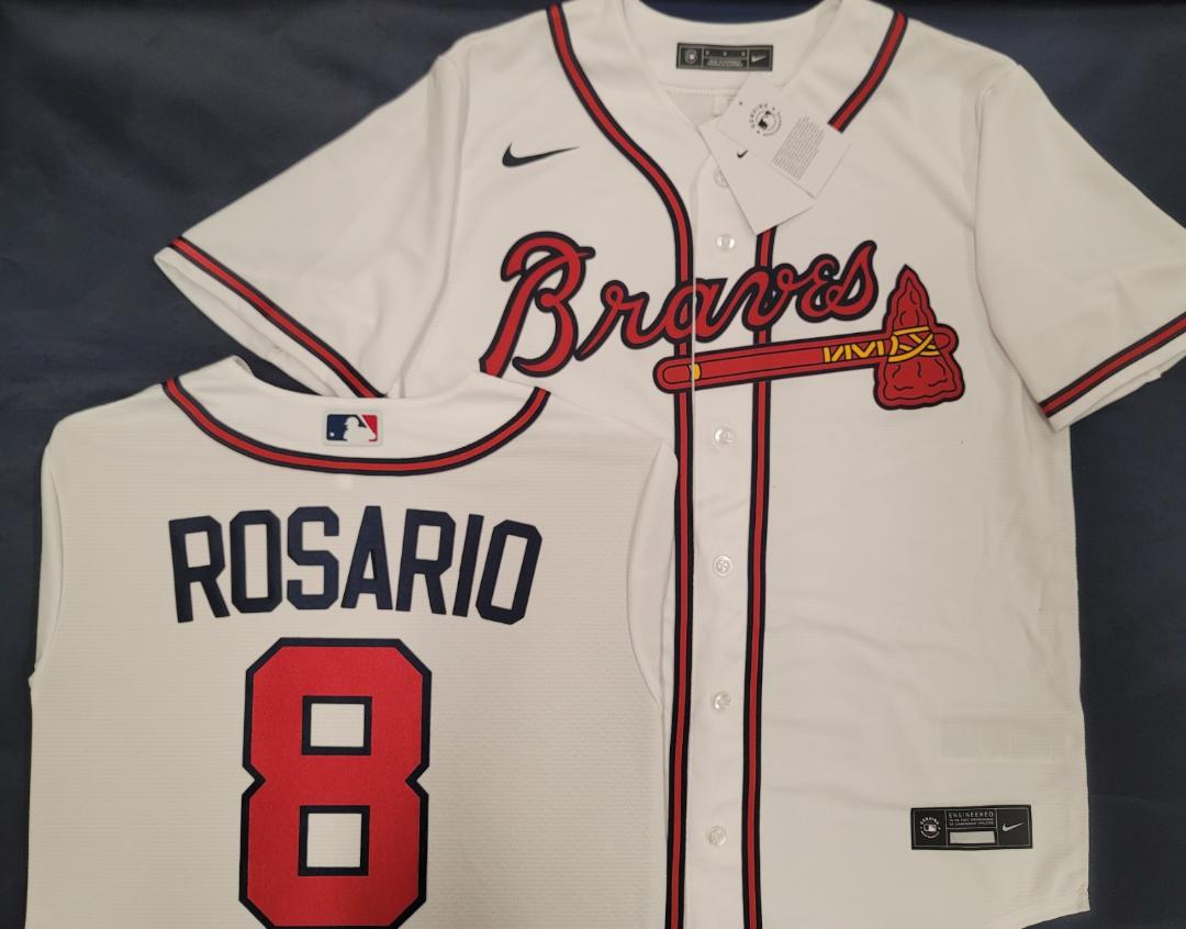 Nike Atlanta Braves EDDIE ROSARIO Sewn Baseball Jersey WHITE