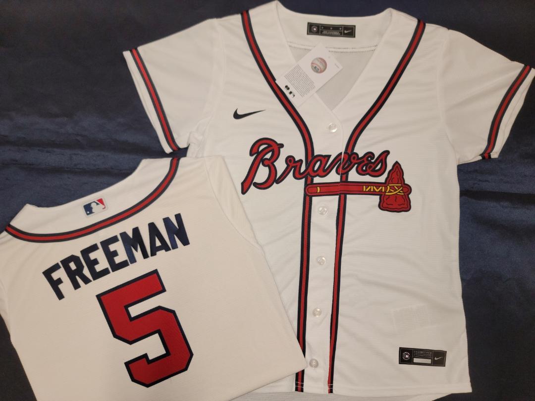 WOMENS Nike Atlanta Braves FREDDIE FREEMAN Sewn Baseball Jersey WHITE