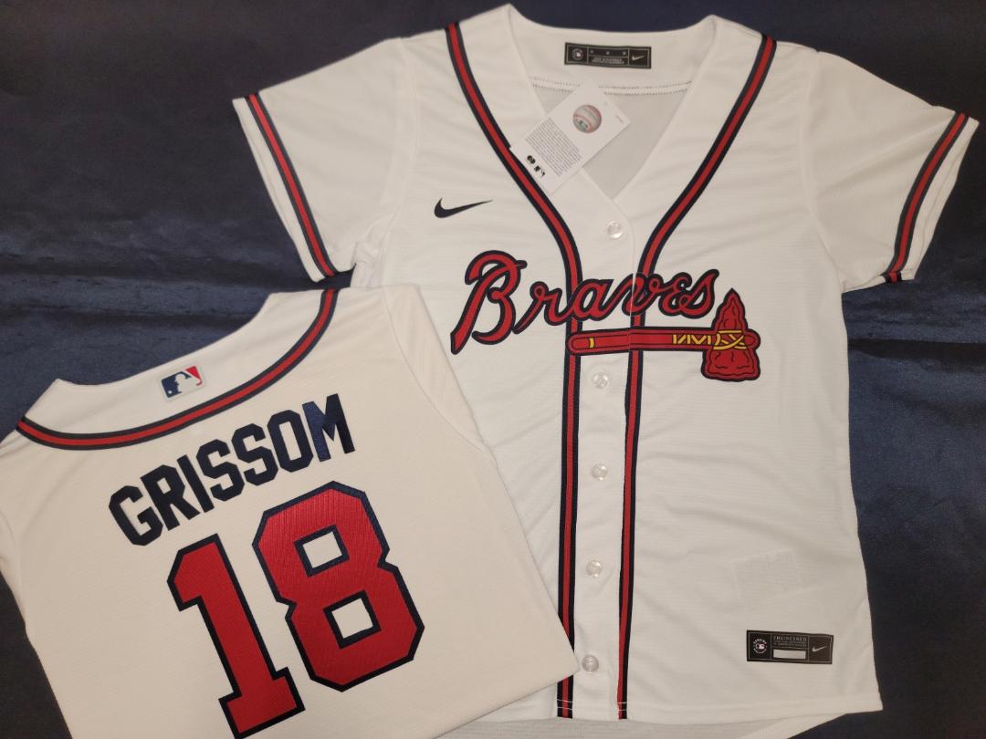 WOMENS Nike Atlanta Braves VAUGHN GRISSOM Sewn Baseball Jersey WHITE