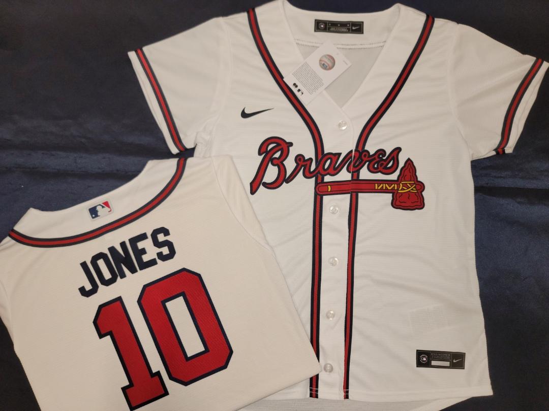 WOMENS Nike Atlanta Braves CHIPPER JONES Sewn Baseball Jersey WHITE –