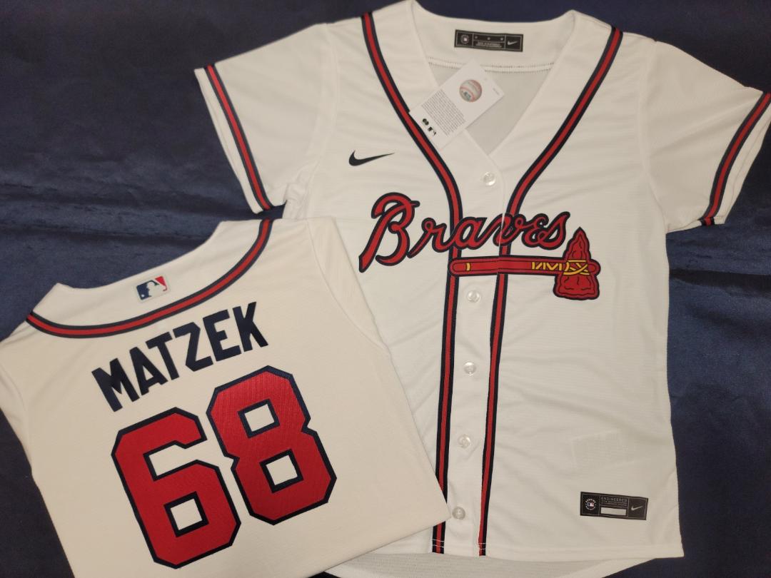 WOMENS Nike Atlanta Braves TYLER MATZEK Sewn Baseball Jersey WHITE