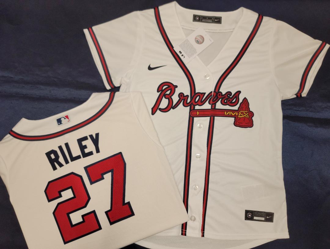 WOMENS Nike Atlanta Braves AUSTIN RILEY Sewn Baseball Jersey WHITE –