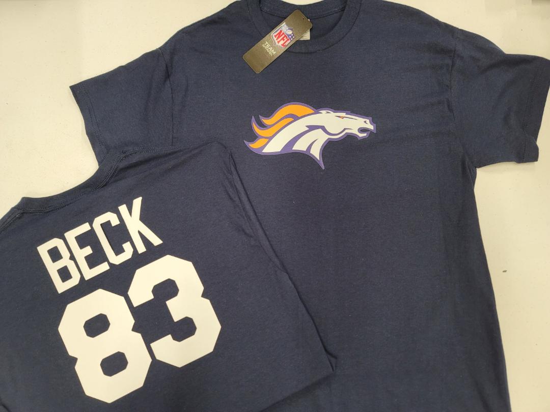 Mens NFL Team Apparel Denver Broncos ANDREW BECK Football Jersey Shirt NAVY